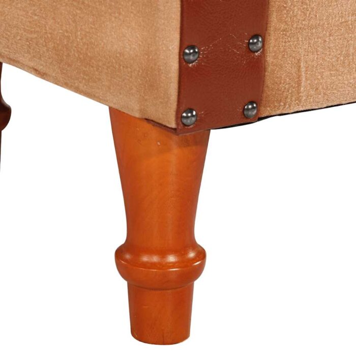 Sessel Braun Echtleder und Massivholz Mango – Bild 7