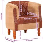 Sessel Braun Echtleder und Massivholz Mango – Bild 9