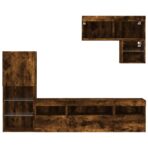 6-tlg. Wohnwand mit LED-Beleuchtung Weiss Holzwerkstoff – Bild 6