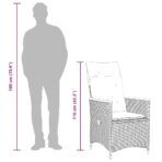 9-tlg. Garten-Bistro-Set mit Kissen Grau Poly Rattan – Bild 10