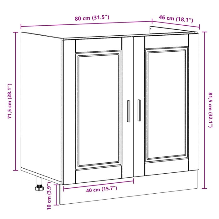 Waschbecken-Unterschrank mit Tür Porto 2 pcs Weiss Holzwerkstoff – Bild 10
