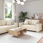 Sofa Set 3 pcs Beige 220 x 80 x 84 cm Leinenmischgewebe
