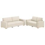 Sofa Set 3 pcs Beige 220 x 80 x 84 cm Leinenmischgewebe – Bild 2