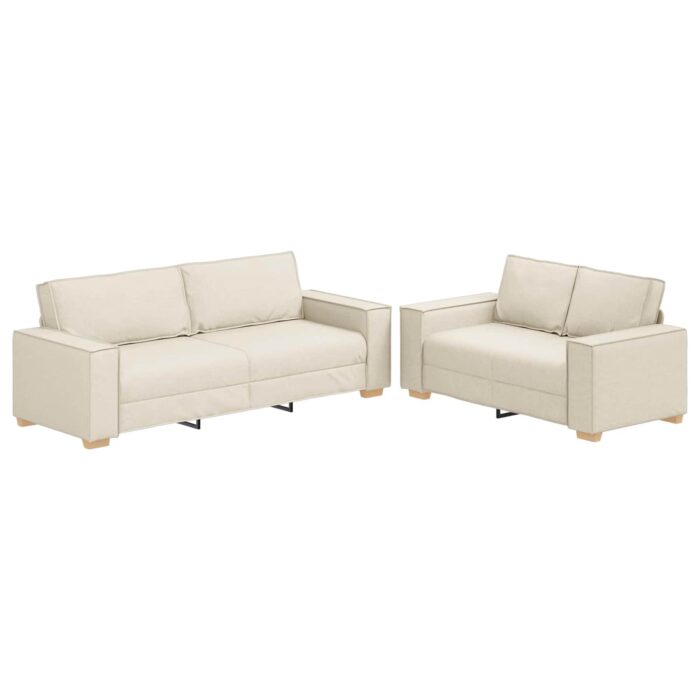 Sofa Set 3 pcs Beige 220 x 80 x 84 cm Leinenmischgewebe – Bild 2