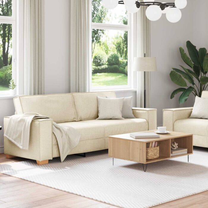 Sofa Set 3 pcs Beige 220 x 80 x 84 cm Leinenmischgewebe – Bild 3