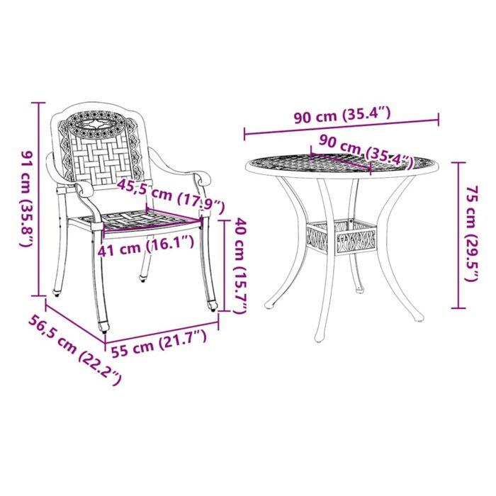 Garten Essgruppe 5 pcs Bronze Aluminium – Bild 13
