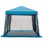 Camping-Zelt-Set mit Dach 2 pcs Blau Taffeta und Stoff – Bild 9