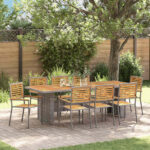 Garten Essgruppe 9 pcs Schwarz und Braun Poly-Rattan