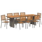 Garten Essgruppe 9 pcs Schwarz und Braun Poly-Rattan – Bild 2