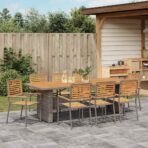 Garten Essgruppe 9 pcs Schwarz und Braun Poly-Rattan – Bild 4