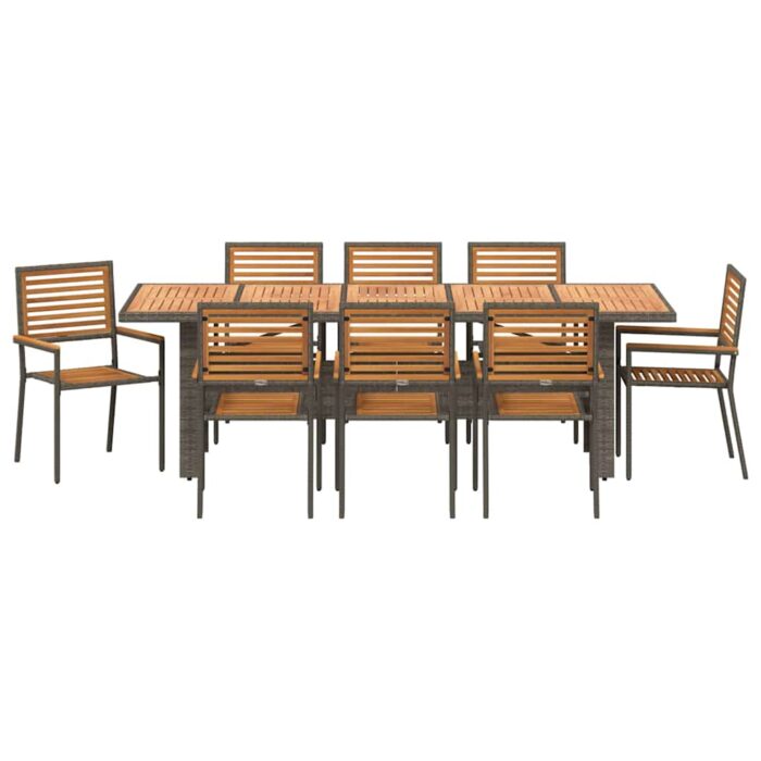 Garten Essgruppe 9 pcs Schwarz und Braun Poly-Rattan – Bild 7