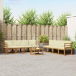 Outdoor-Sofagarnitur 9 pcs Natur Massivholz Akazie