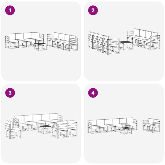 Outdoor-Sofagarnitur 9 pcs Natur Massivholz Akazie – Bild 7