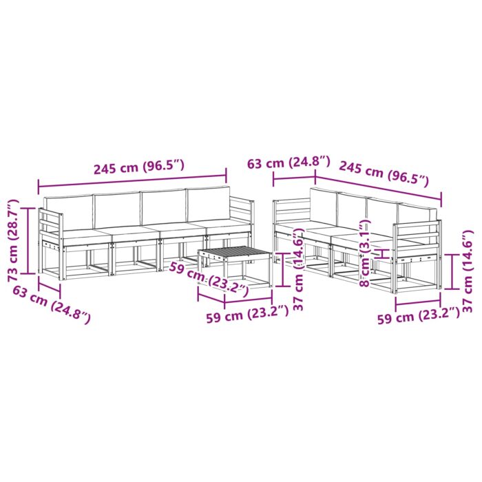 Outdoor-Sofagarnitur 9 pcs Natur Massivholz Akazie – Bild 8