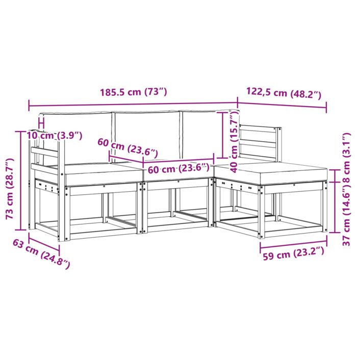 Outdoor-Sofagarnitur 4 pcs Natur – Bild 6