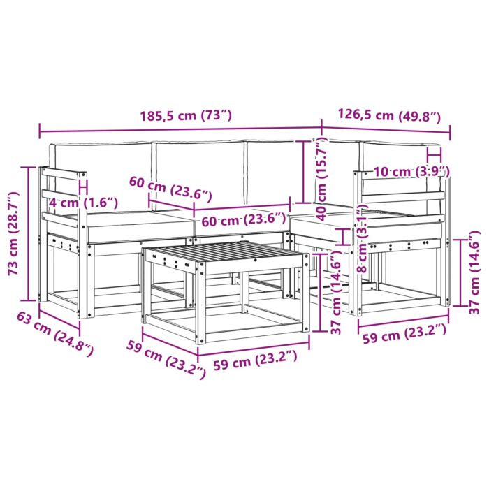 Outdoor-Sofagarnitur 5 pcs Natur Massivholz Akazie – Bild 8