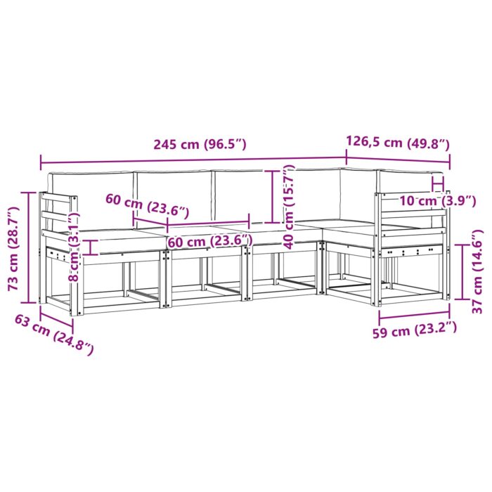 Sofa Set 5 pcs Natur – Bild 7