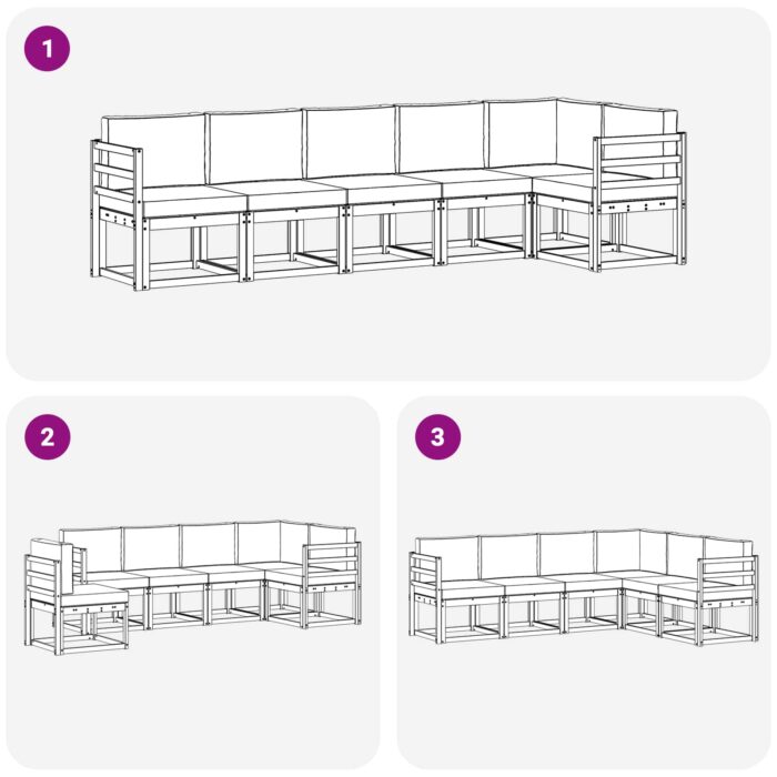 Outdoor-Sofagarnitur 6 pcs Natur Massivholz Akazie – Bild 7