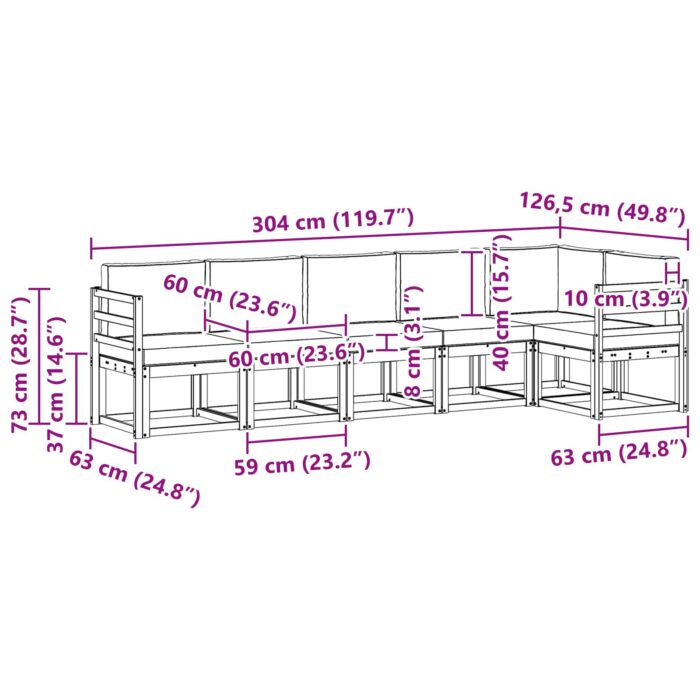 Outdoor-Sofagarnitur 6 pcs Natur Massivholz Akazie – Bild 8