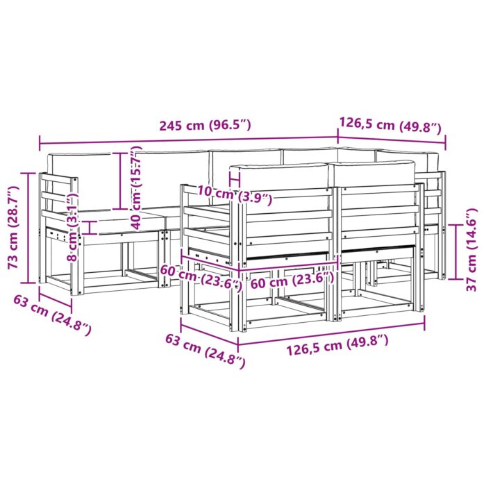 Outdoor-Sofagarnitur 7 pcs Natur Massivholz Akazie – Bild 7