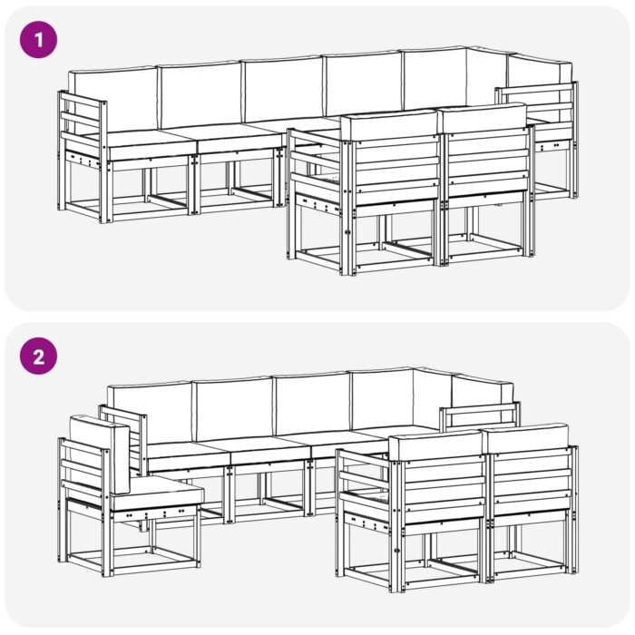 Outdoor-Sofagarnitur 8 pcs Natur Massivholz Akazie – Bild 7