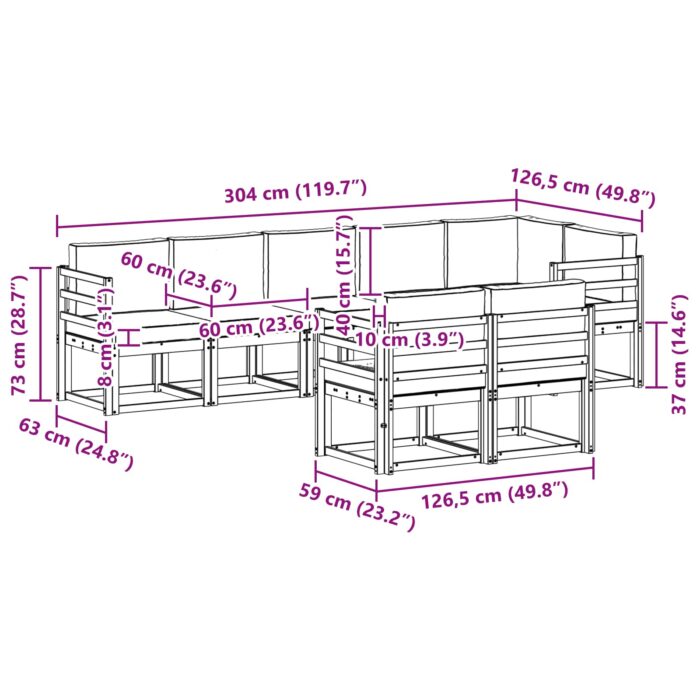 Outdoor-Sofagarnitur 8 pcs Natur Massivholz Akazie – Bild 8