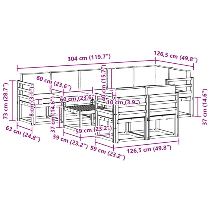 Outdoor-Sofagarnitur 9 pcs Natur Massivholz Akazie – Bild 11