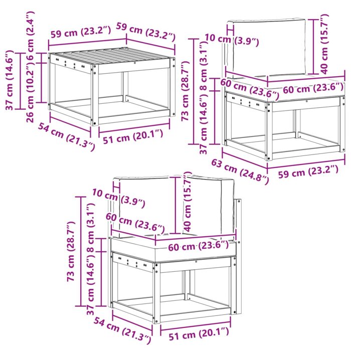 Outdoor-Sofagarnitur 9 pcs Natur Massivholz Akazie – Bild 12