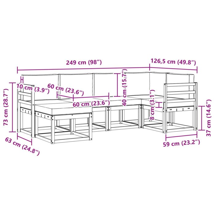 Sofa Set 6 pcs Natur – Bild 7