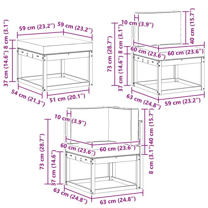 Sofa Set 6 pcs Natur – Bild 8
