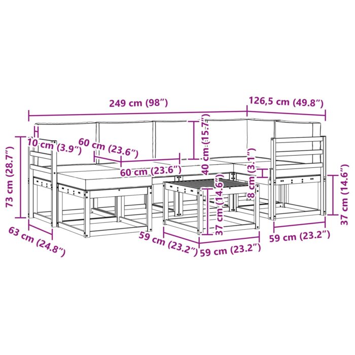 Outdoor-Sofagarnitur 7 pcs Natur Massivholz Akazie – Bild 9