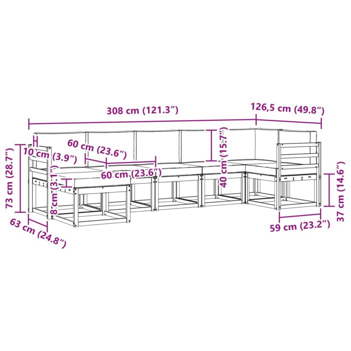 Outdoor-Sofagarnitur 7 pcs Natur Massivholz Akazie – Bild 8