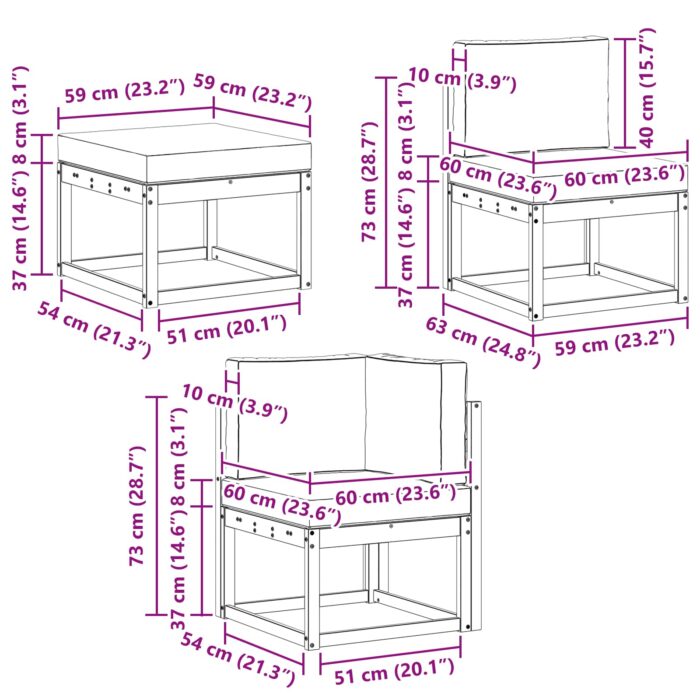 Outdoor-Sofagarnitur 7 pcs Natur Massivholz Akazie – Bild 9