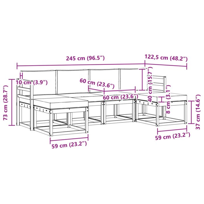 Outdoor-Sofagarnitur 6 pcs Natur Massivholz Akazie – Bild 6