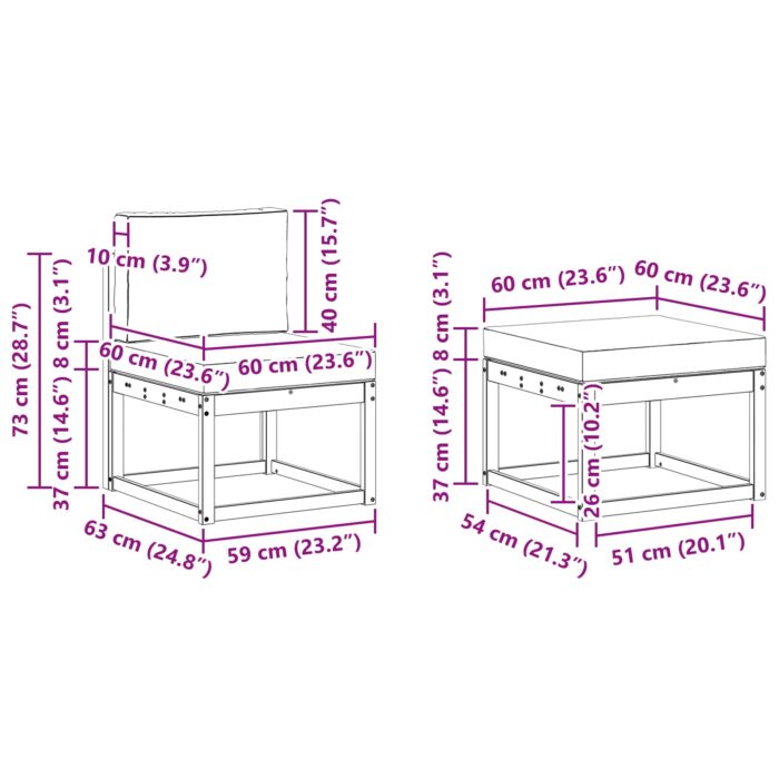 Outdoor-Sofagarnitur 6 pcs Natur Massivholz Akazie – Bild 7