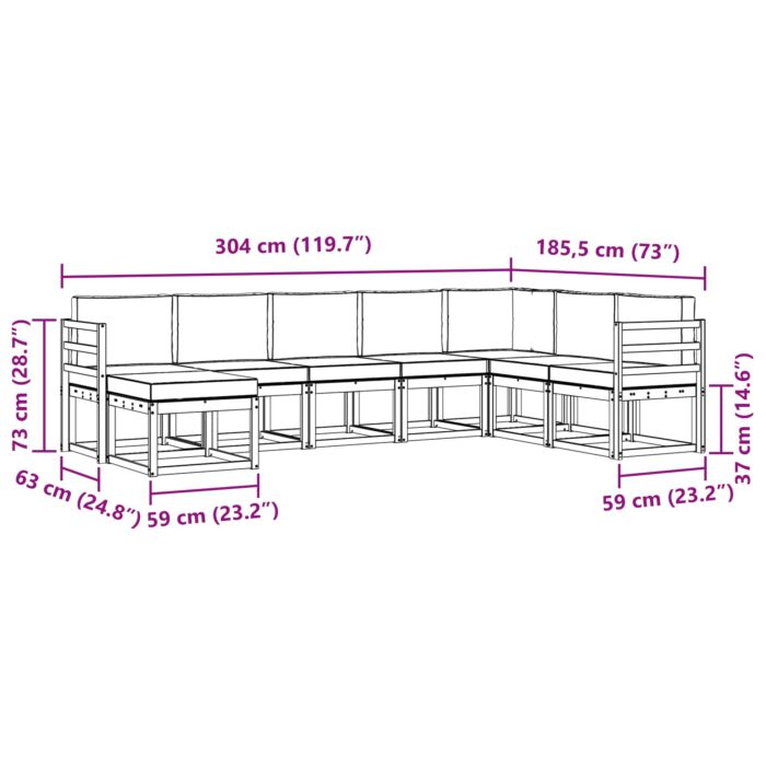 Outdoor-Sofagarnitur 8 pcs Natur Massivholz Akazie – Bild 7