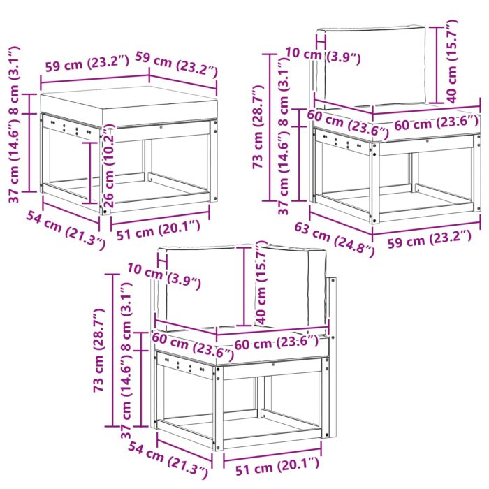 Outdoor-Sofagarnitur 8 pcs Natur Massivholz Akazie – Bild 8