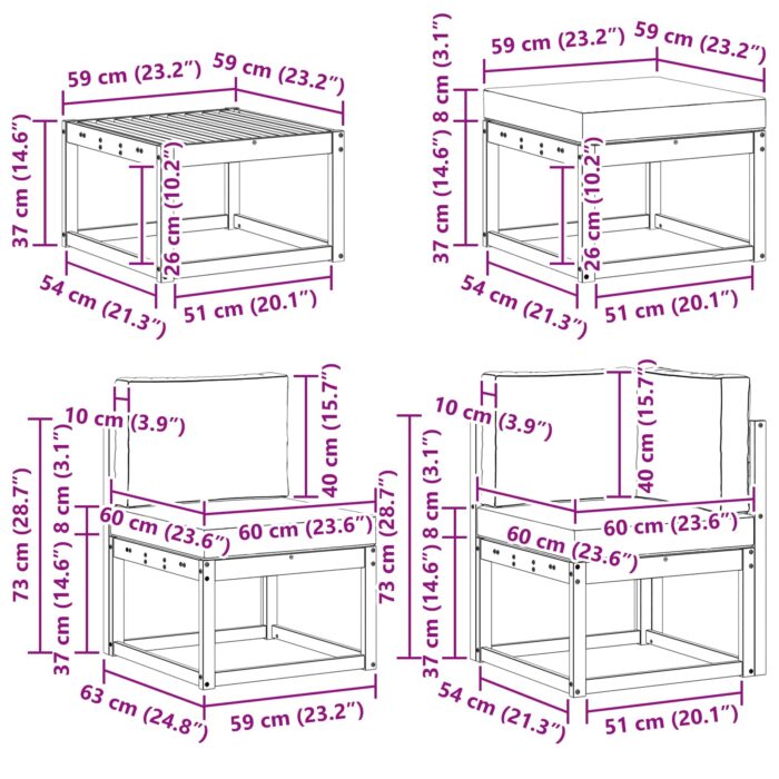 Outdoor-Sofagarnitur 9 pcs Natur Massivholz Akazie – Bild 10