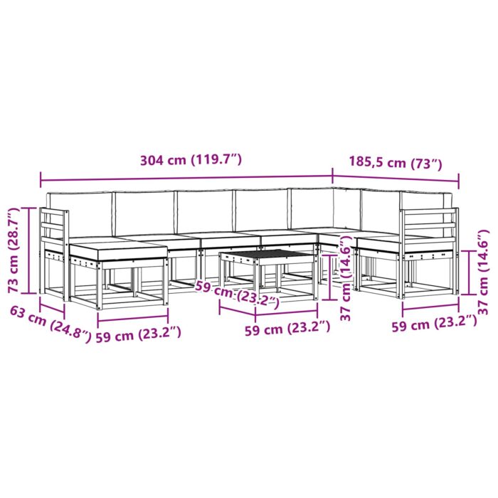 Outdoor-Sofagarnitur 9 pcs Natur Massivholz Akazie – Bild 9