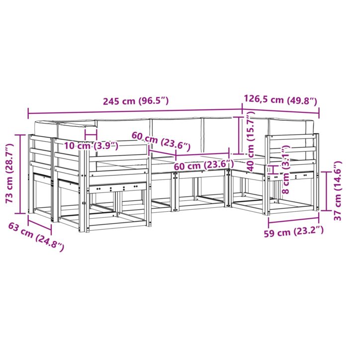Outdoor-Sofagarnitur 6 pcs Natur Massivholz Akazie – Bild 6
