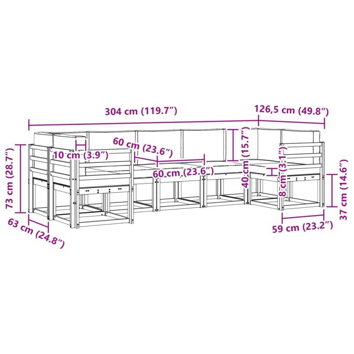 Outdoor-Sofagarnitur 7 pcs Natur Massivholz Akazie – Bild 7