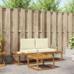 Outdoor-Sofagarnitur 3 pcs Natur Massivholz Akazie