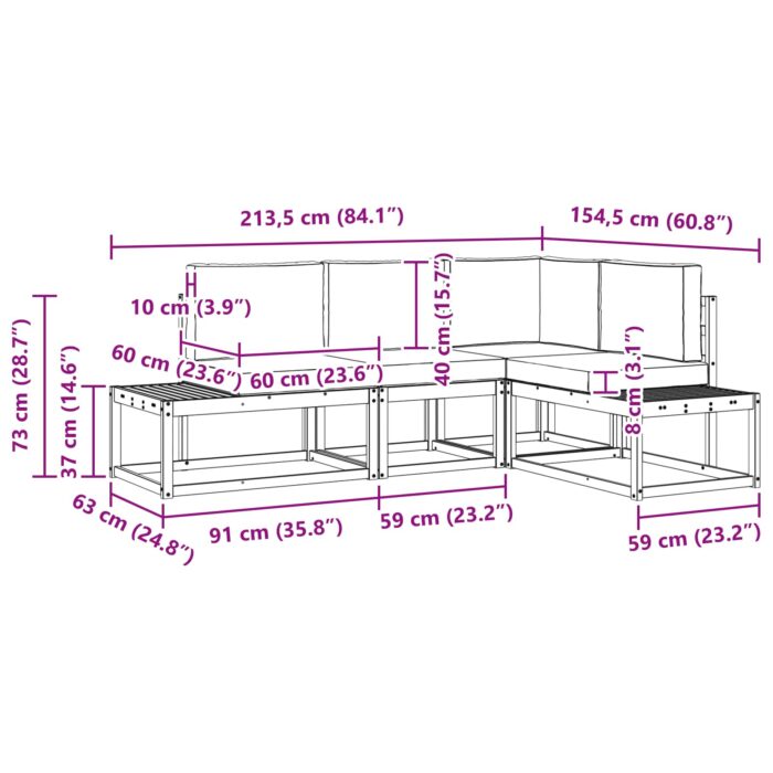 Outdoor-Sofagarnitur 4 Stück Natur Massivholz Akazie – Bild 10