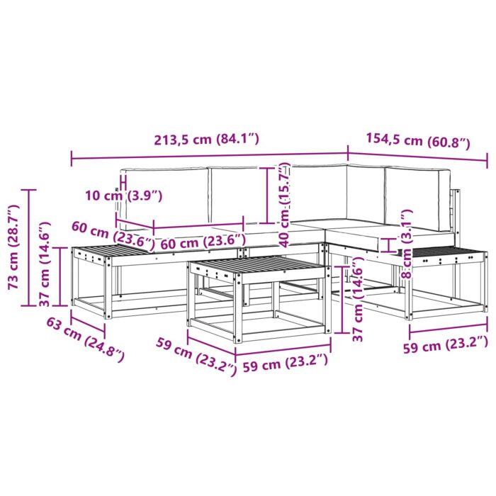 Outdoor-Sofagarnitur 5 Stück Natur Massivholz Akazie – Bild 11