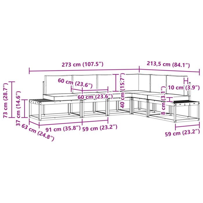 Outdoor-Sofagarnitur 6 Stück Natur Massivholz Akazie – Bild 10