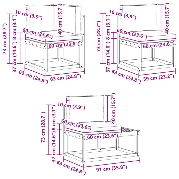 Outdoor-Sofagarnitur 6 Stück Natur Massivholz Akazie – Bild 11