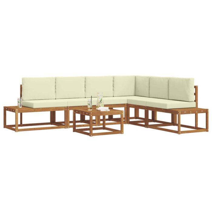 Sofa Set 7 Stück Natur Massivholz Akazie – Bild 3