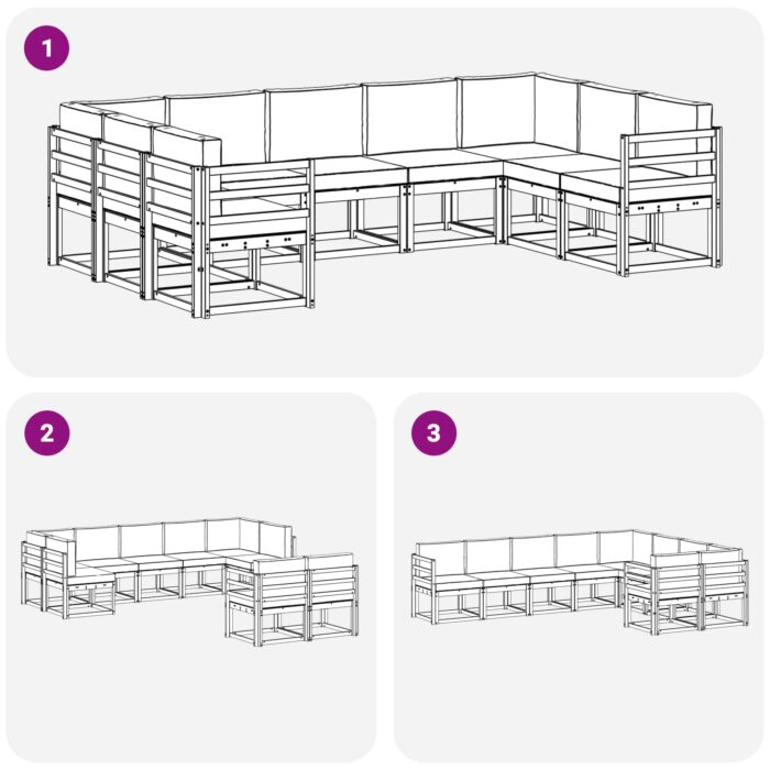 Outdoor-Sofagarnitur 9 pcs Natur Massivholz Akazie – Bild 7
