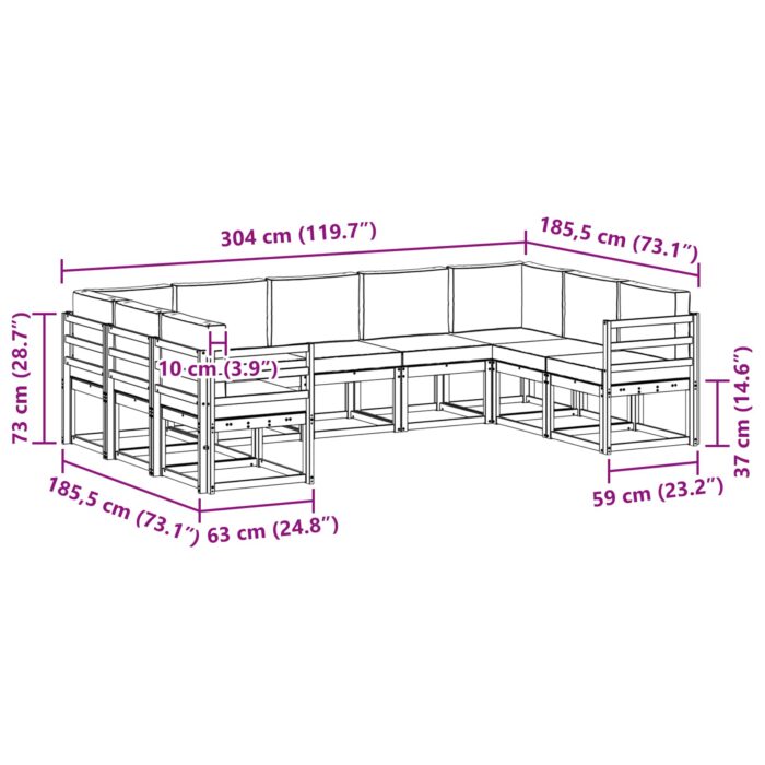 Outdoor-Sofagarnitur 9 pcs Natur Massivholz Akazie – Bild 8