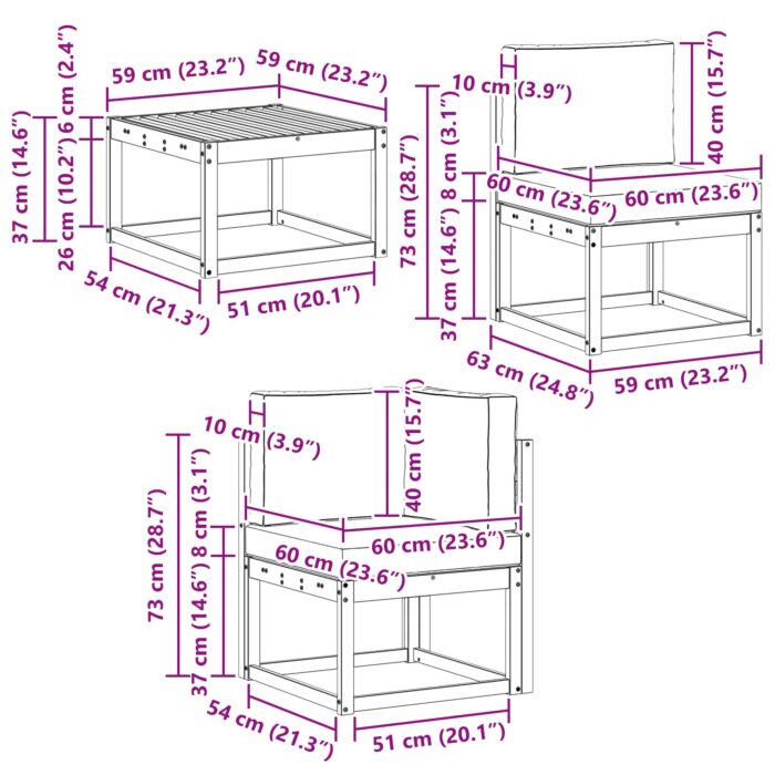 Outdoor-Sofagarnitur 10 pcs Natur Massivholz Akazie – Bild 10